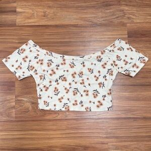 Brandy Melville Sunflower Off-Shoulder Crop Top